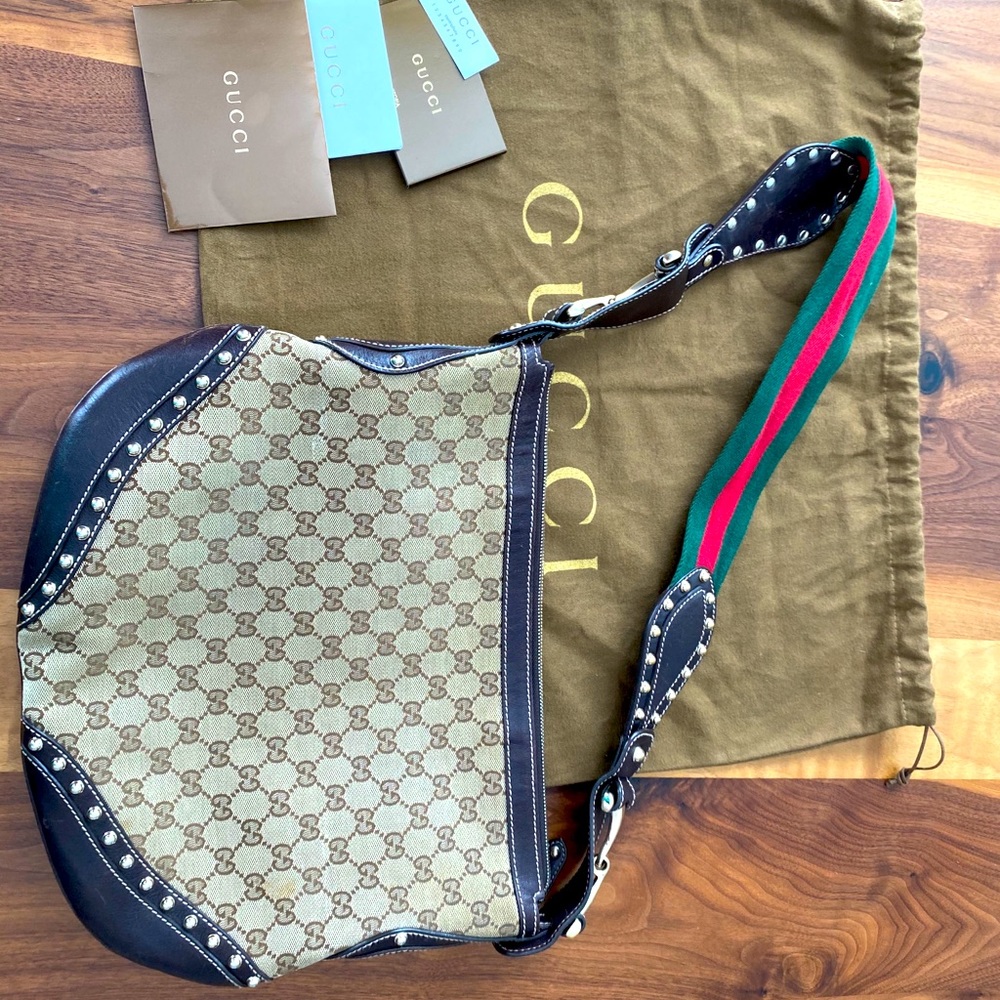 Gucci studded horsebit hobo bag